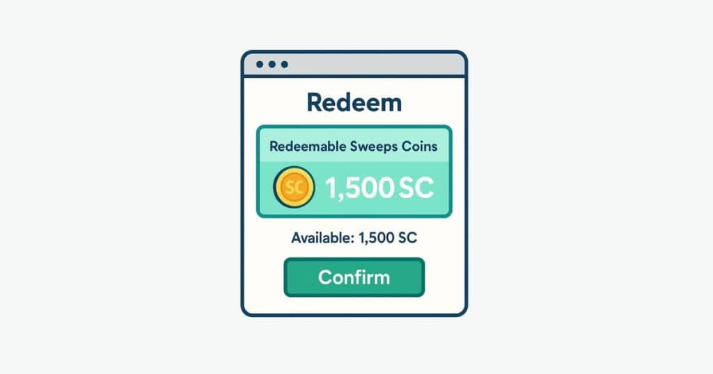Step 2: confirm your redeemable sweeps coins amount