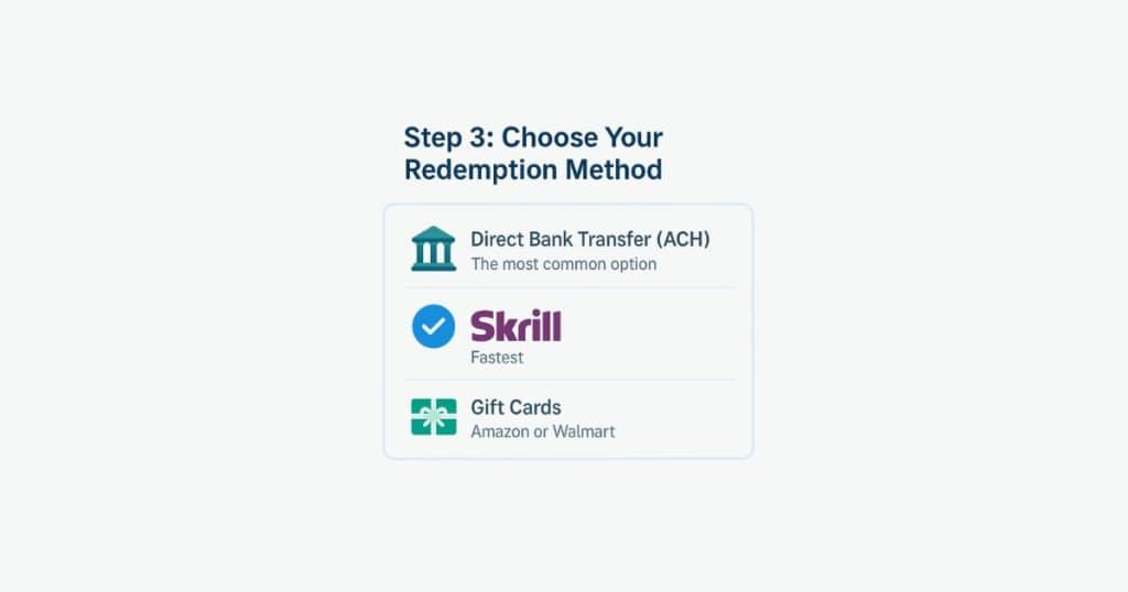 step 3: choose your withdrawal method