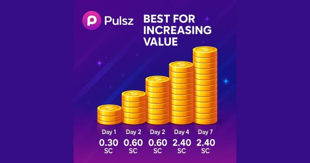 pulsz offers the best daily login sweepstake bonus