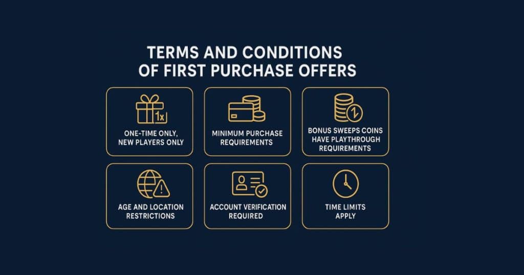 terms and conditions of first purchase offers at sweepstake casinos